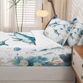 thumbnail image 5 of Manfei Large Marlin Zipper Twin Comforter Sets with Fitted Sheet and 2 Pillowcases,Ocean Themed Art Zipper Bedding Set,White Green,Reversible,4pcs, 5 of 8