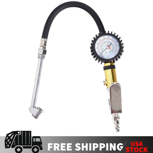 Tire Inflator Pressure Dial Gauge Trunk Motorcycle Tire Tyre Pressure