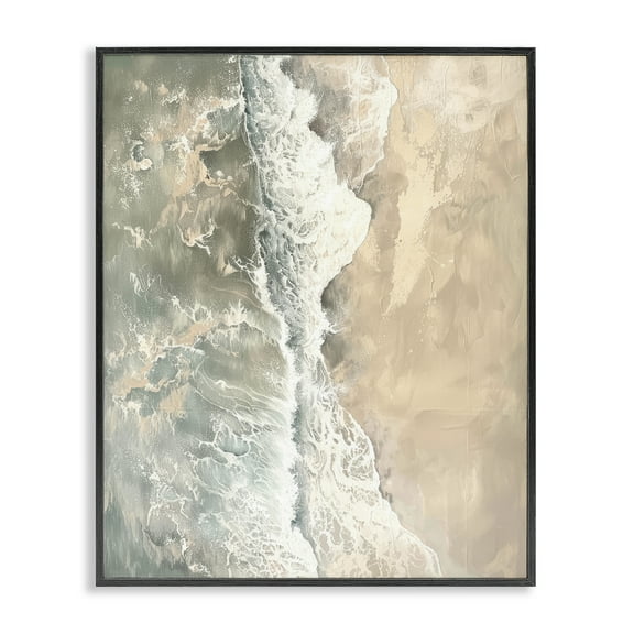 Stupell Industries Vertical Aerial Beach Landscape & Nature Painting Black Framed Art Print Wall Art, 11 x 14