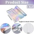 thumbnail image 2 of Rollo de tela de vinilo holográfico de cuero sintético iridiscente de 53,15 × 11,81 pulgadas, lámina de cuero reflectante con efecto espejo holográfico, 2 of 9