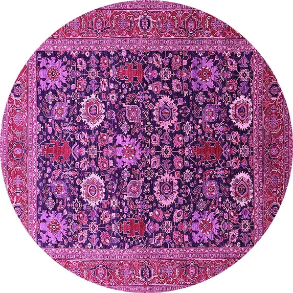 Ahgly Company Indoor Round Oriental Pink Industrial Area Rugs, 8' Round
