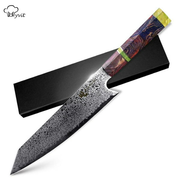 Cuchillo de Cocina MYVIT Damasco Kiritsuke 8 Pulgadas Acero Inoxidable VG10