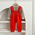 thumbnail image 2 of Toimothcn Baby Girls Pants Baby Knitted Jumpsuit Overalls Fall Winter Warm Losoe Fit Simple Solid Color Suspenders For Kids Suitable For Outdoor Sports, 2 of 4