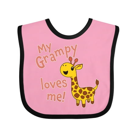

Inktastic My Grampy Loves Me- Cute Giraffe Gift Baby Boy or Baby Girl Bib