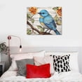 thumbnail image 4 of Nawypu  Blue Flower Bird Canvas Wall Art Abstract Birds on Tree Branch Animal Grey Artwork for Bedroom Bathroom Home Decor Stretched and Framed Ready to Hang, 4 of 4