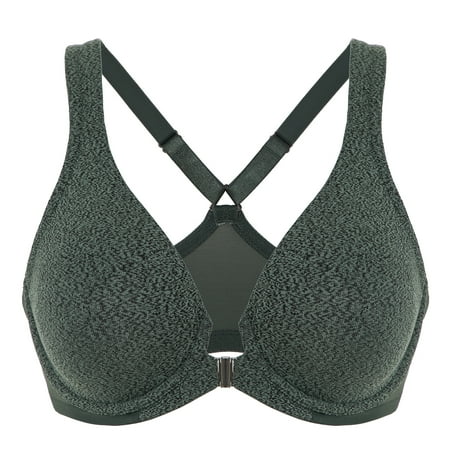 

DELIMIRA Women s Underwire Support Unlined Plunge Full Coverage Racerback Front Closure Bras