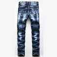 thumbnail image 6 of dzxyzu Men's Jeans Slim Fit Ripped Straight Leg Lounge Trousers Distressed Fashion Denim Pants, 6 of 9