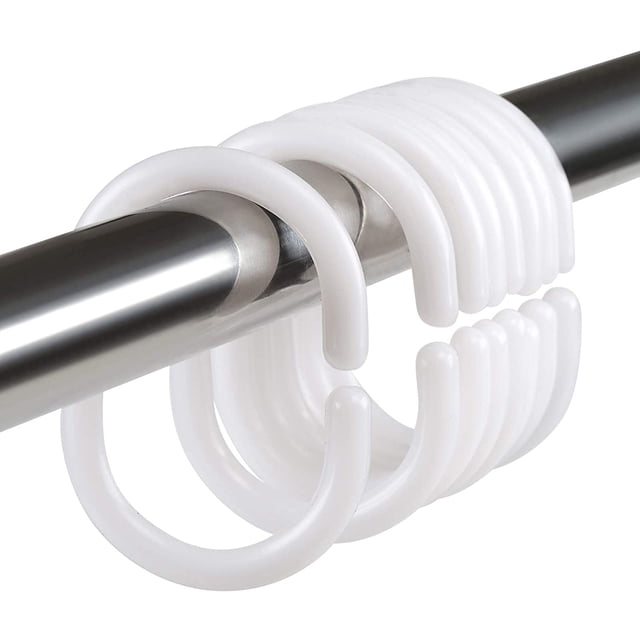 Ensemble de 24 Anneaux de Douche en Plastique, Anneaux Accessoires pour Rideaux, 24 Crochets Simples