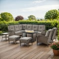 thumbnail image 2 of PARKWELL 8-Piece Outdoor Sectional Furniture Set with Fire Pit Table,Patio Wicker L Shaped Couch High Back Conversation Set with Armchair for Garden Yard,Brown Wicker Gray Cushion, 2 of 13