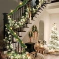 thumbnail image 7 of 14.8 FT Artificial Christmas Garland, 50 Pre-Lit LED Mini String Lights Battery Operated, Xmas Garland for Home Stair Railing Indoor Wedding Party Christmas Decorations (Warm White), 7 of 7