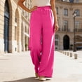 thumbnail image 2 of Trendy Drawstring Elastic Waist Pants for Women Solid Color Loose Fit Casual Summer Wide Leg Trousers Hot Pink XXL, 2 of 7