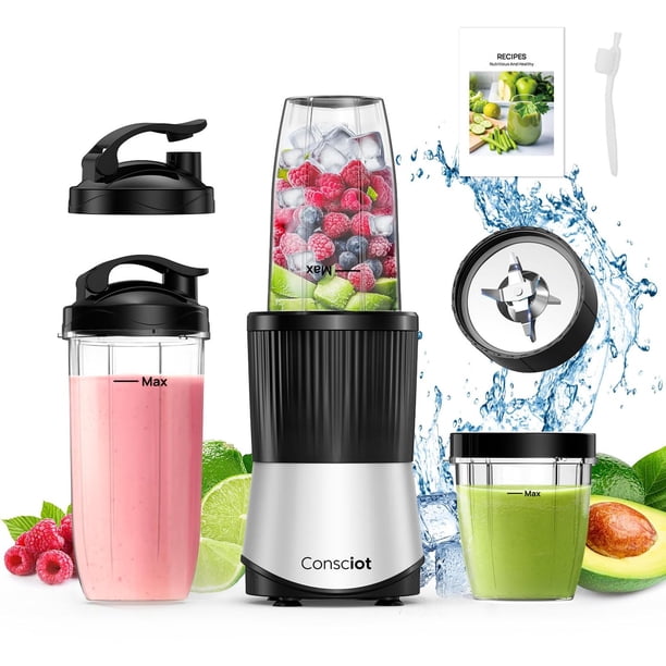 Consciot CB08 - Licuadora de 11 piezas para cocina y tamaño personal, batidos y batidos de mezcla, b