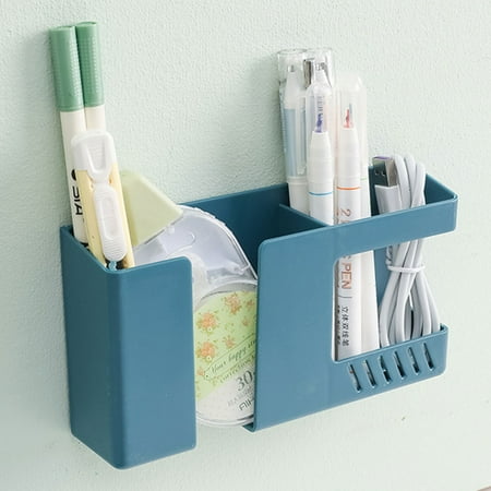 

Yous Auto Wall Mount Phone Holder Self-Adhesive Wall Beside Organizer Storage Box Charging Phone Stand for Bedroom Kitchen Bathroom Office (White Red Blue)