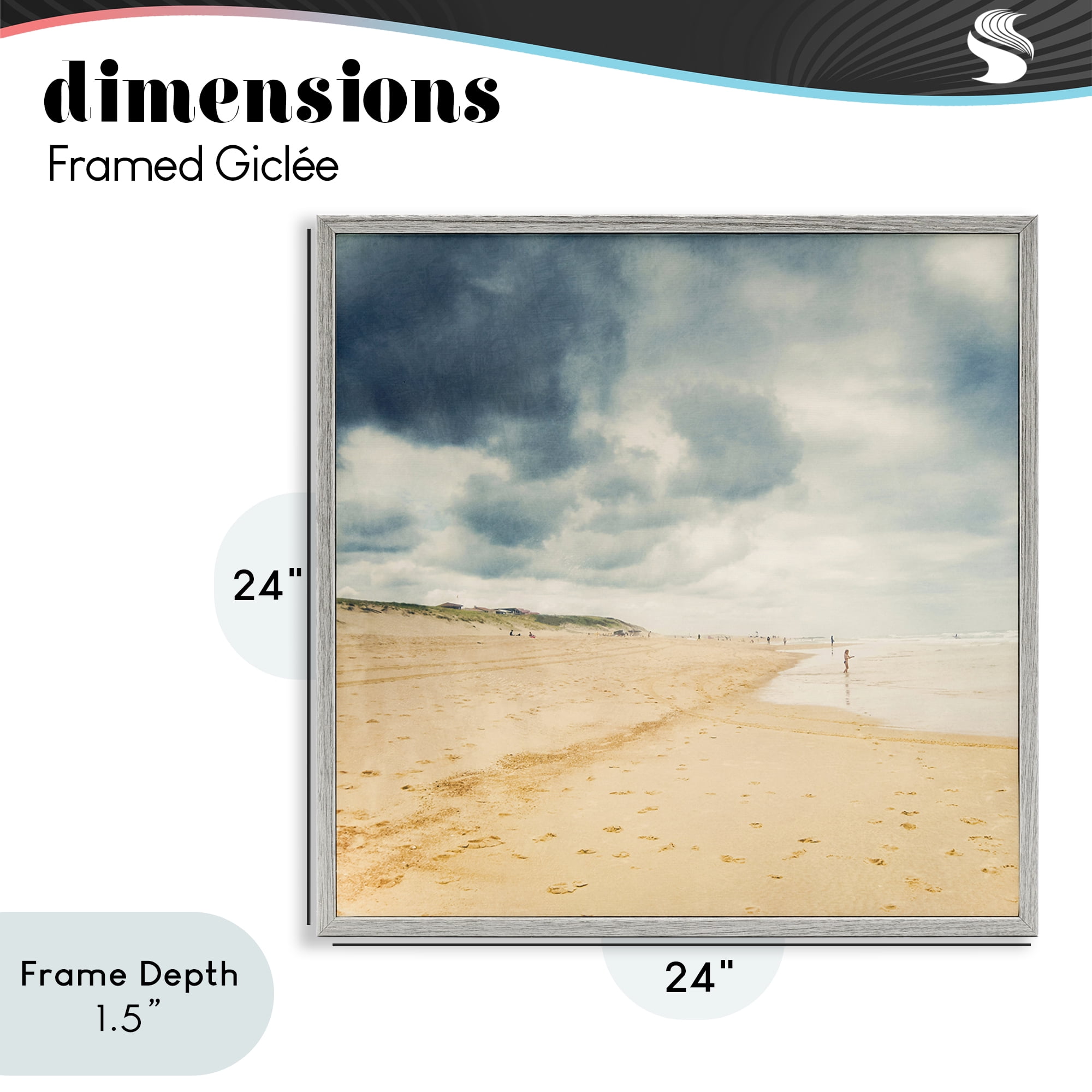 Stupell Industries Beach On A Cloudy Day Gray Framed Giclee Art, design by Dirk Wüstenhagen