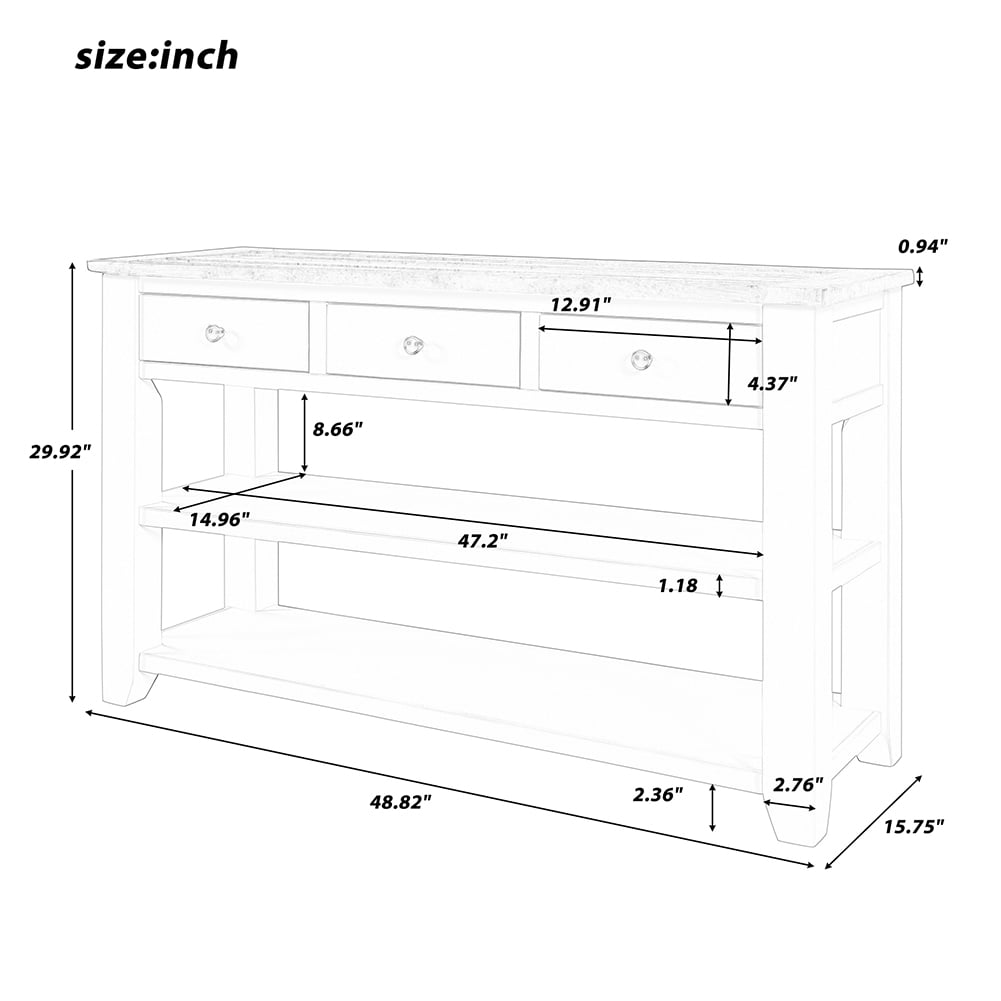 Lowestbest 48" Farmhouse Console Table, Entry Table with 3 Drawers and 2 Shelves, Living Room End Table (Green+Brown) Lowestbest 48" Farmhouse Console Table, Entry Table with 3 Drawers and 2 Shelves, Living Room End Table (Green+Brown)