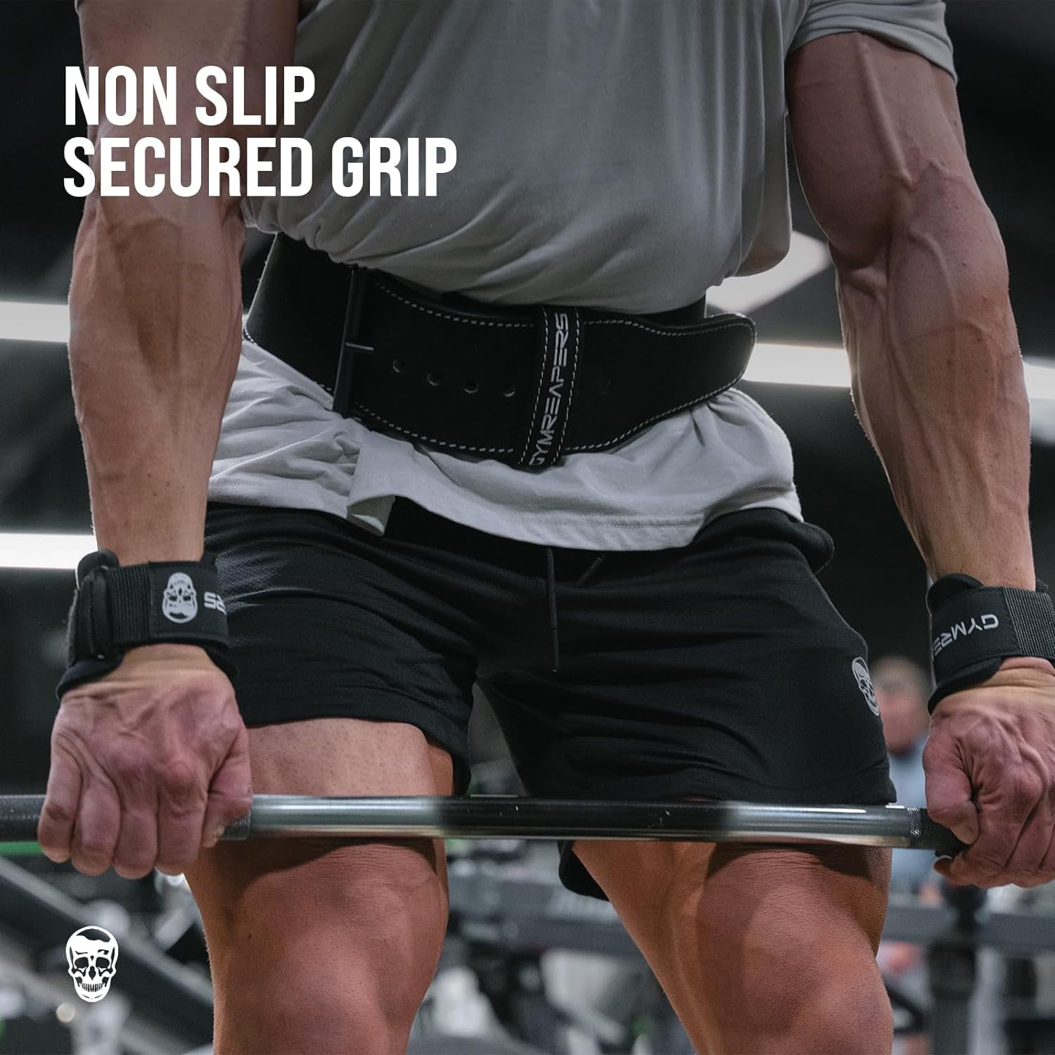 Gymreapers Weight Lifting Hooks (Pair), Heavy Duty Power Wrist Straps Hand Grip Support For Deadlifts, Pull Ups, Shrugs - Gym Gloves For Men and Women (Gray)