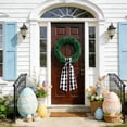 thumbnail image 4 of Black And White Checkered Wreath Belt - Front Door Decor For Home, Indoor Outdoor Wall Hanging, Seasonal Festive Classic Pattern Decoration - For Housewarming, Christmas,, 4 of 6