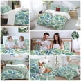 thumbnail image 5 of 3 Piece Palm Leaves Duvet Cover Set Full Size,Microfiber Comforter/Quilt Cover with Corner Ties and 2 Pillowcases,Green Blue Tropical Plants Summer Country All Season Soft Bedding with Zipper Closure, 5 of 8