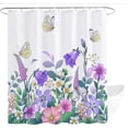 thumbnail image 5 of Vintage Floral Shower Curtain Watercolor Purple Floral Tropical Flowers Polyester Fabric Shower Curtain Includes Hooks 72x72 Inches., 5 of 5