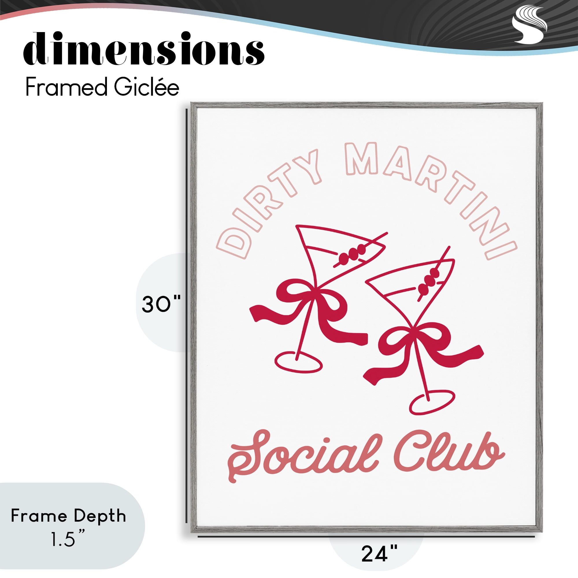 Stupell Industries Pink Martini Social Club Gray Framed Giclee Art, design by Lettered and Lined
