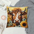 thumbnail image 2 of GOSMITH  Kids Cow Fur Throw Pillow Covers  Highland Cow Square Cushion Covers Set of 4 for Boys Teens Decor Highland Cattle Pillow Covers Home Decor Wooden Floral, 2 of 5