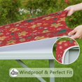 thumbnail image 6 of Red Christmas Gingerbread Man Pattern Square Fitted Tablecloth with Elastic Edge,Square Table Cover,Washable Elastic Table Cover for Home Kitchen Party Decor 34"x34", 6 of 6