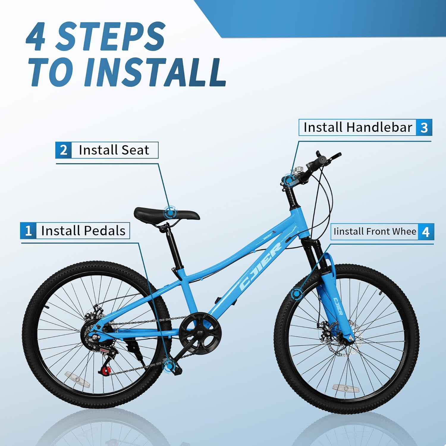 Akaber 20" Kids Mountain Bike for Kids 6-12, 7 Speeds Drivetrain Kids Bike, Girls Boys Bike, Blue