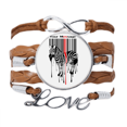 thumbnail image 1 of Código de la cebra rayas pintadas negro rojo Pulsera de cuero Negro trenzado pulsera de cuerda de amor Unbranded M, 1 of 3