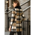 thumbnail image 4 of Abrigo Largo Allegra K Con Cuello De Piel Sintética A Cuadros De Invierno Para Mujer Marrón XS, 4 of 5