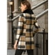 thumbnail image 4 of Abrigo Largo Allegra K Con Cuello De Piel Sintética A Cuadros De Invierno Para Mujer Marrón M, 4 of 5