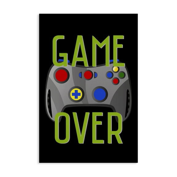 Stupell Industries Contemporary Game Over with Controller Canvas Art, 16 x 24, by Kim Allen