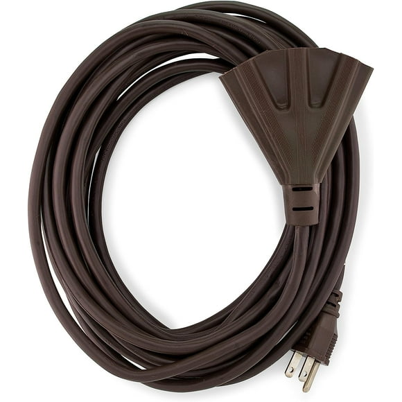 SHIQI-Holiday Lighting Outlet 25 ft. 16/3 SJTW Indoor Outdoor Extension Cord, Brown, 3 Outlets, 3 Prong - UL Listed