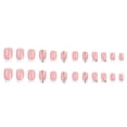 thumbnail image 1 of 24 uds. Uñas postizas con punta francesa, cuadradas, medianas, acrílicas brillantes con purpurina, rosa y blanco, pegamento para uñas, para manicura DIY, fiesta o regalo de boda, 1 of 7