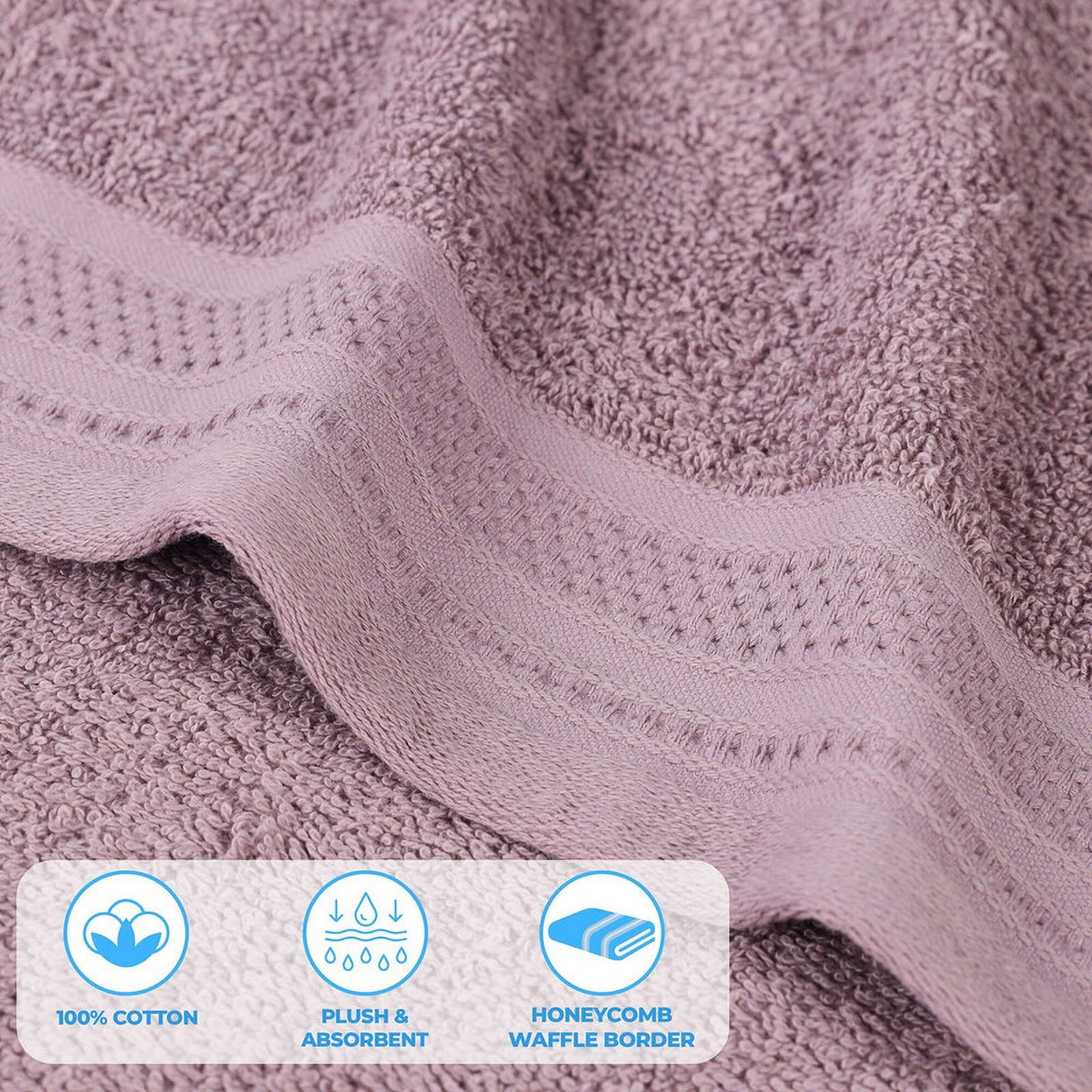 Superior Honeycomb Cotton Medium Weight Hand Towels, Set of 6, Sea Fog