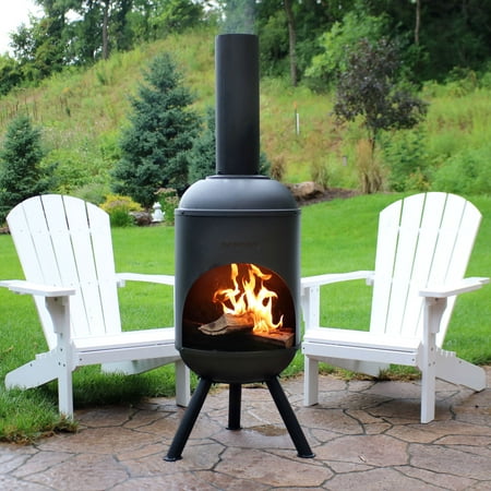 Sunnydaze Steel Outdoor Wood-Burning Chiminea Fire Pit, 5-Foot,