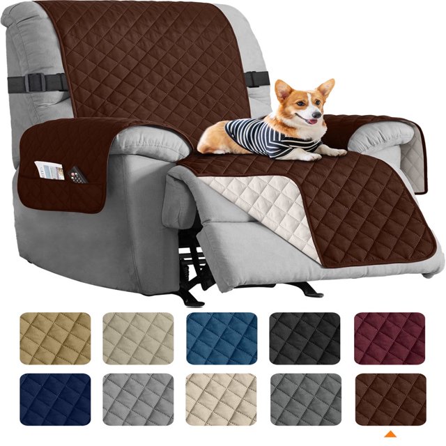 CHOK 2024 Recliner Chair Cover Reversible Small Recliner Slipcover for Dogs Seat Width to 25 Inch Washable Couch Cover with Elastic Straps for Kids and Pets(Small Recliner Coffee)