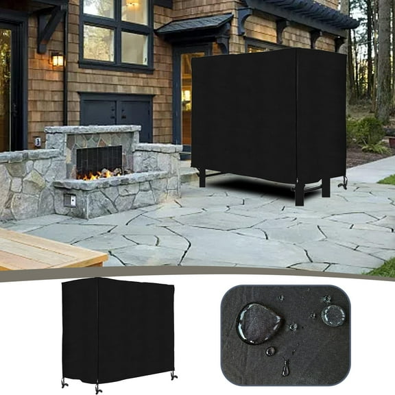 Firewood Log Rack Cover, Bigger Air Vents,(48" L x 24" W x 42.1" H, Black) Wood Waterproof Cover, Indoor/Outdoor, 600D Oxford Cloth (Firewood Cover Only, Without Brackets