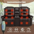thumbnail image 4 of COSVALVE PU Leather Electric Massage Reclining Loveseat Chair Two-Seater Sofa Lumbar Heating with Cup Holders,Remote Control(Brown), 4 of 19