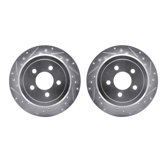 Dynamic Friction Company Rear Brake Rotors-Drilled and Slotted-Silver 7002-42028