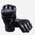 thumbnail image 2 of MMA Gloves, Half-Finger Boxing Fight Gloves MMA Mitts with Adjustable Wrist Band Gloves for Sanda Sparring Punching Bag Training (One Size Fits Most), 2 of 12