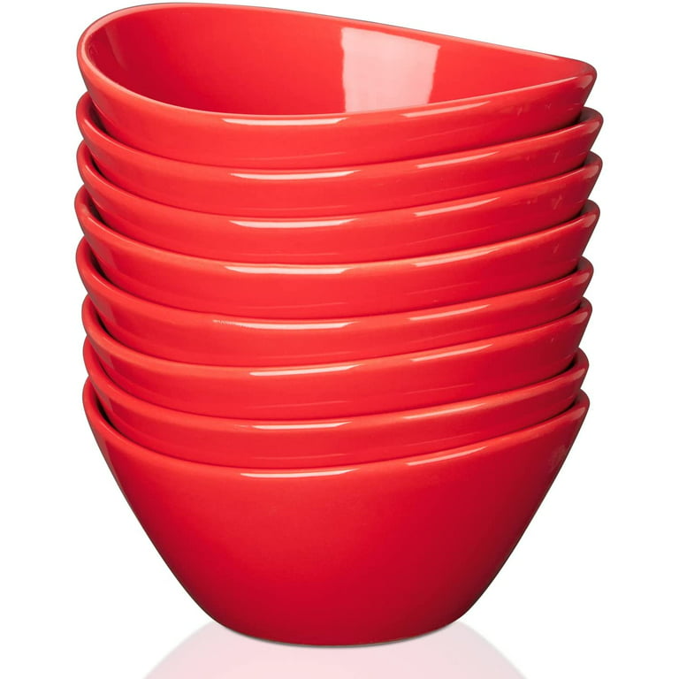 Red Ceramic Pasta Bowls Set, 32 Ounce Soup Bowls, Set of 6, Large