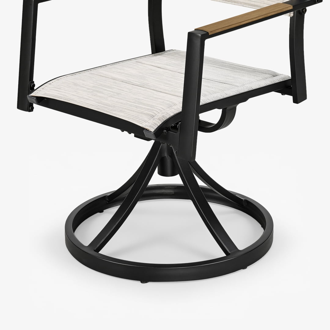 Outdoor Patio Dining Chairs Set of 2, 2-Piece Upgraded 3D double-layer textilene Swivel Patio Chairs, Teak