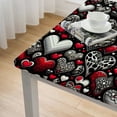 thumbnail image 4 of nygtbtfer Tablecloth Fitted Table Cover for Tables Wipeable Elastic Table Cloth for Outdoor Picnic Camping Dining Party, Red Plaid Love Heart Leopard Print, 4 of 7