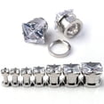 thumbnail image 3 of Square Cz Prong Set 7/16 (11mm) on 316l Surgical Steel Screw-fit Plugs/gauges/Tunnels 2 Piece (A1), 3 of 3