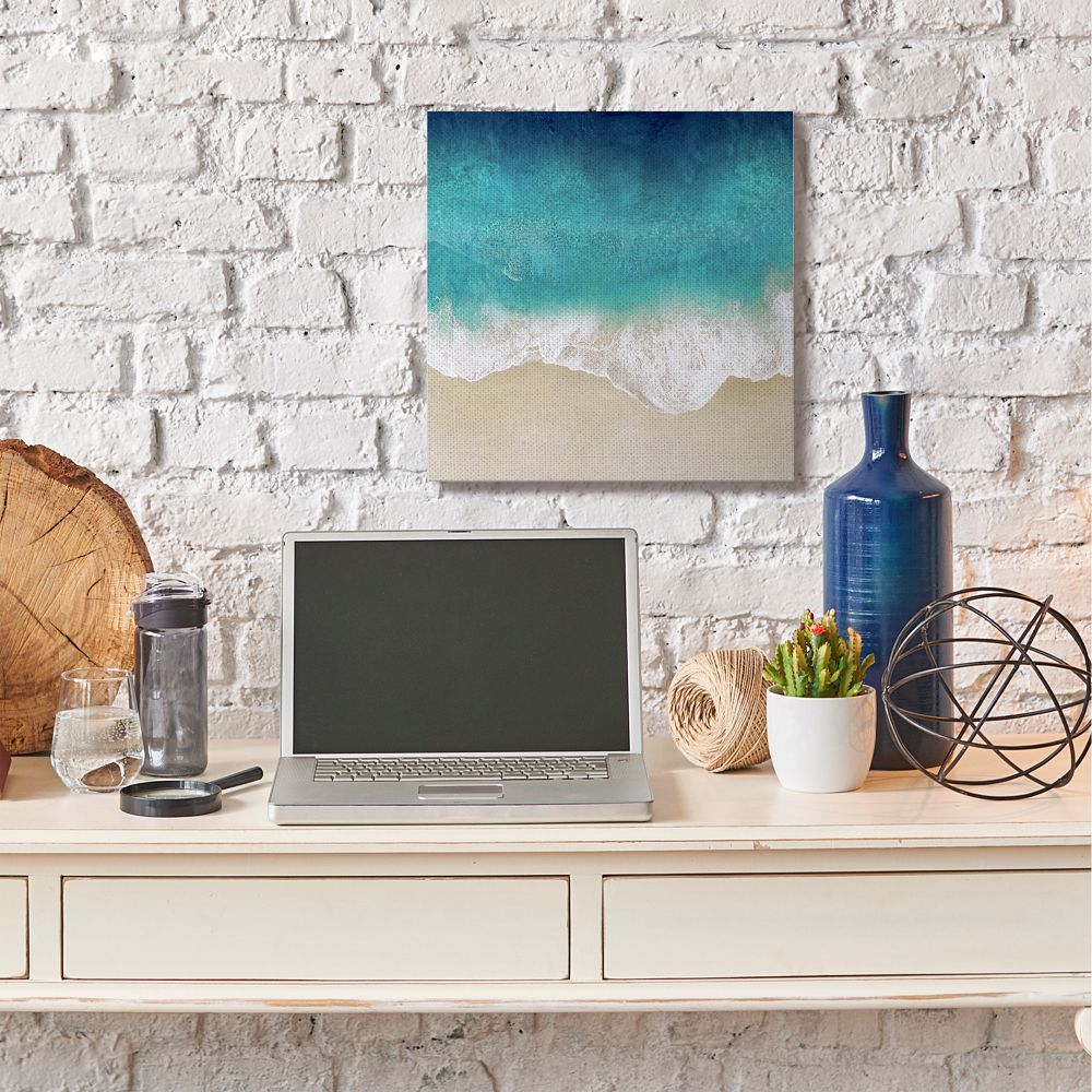 Stupell Industries Aerial Tropical Blue Tide at Beach Sea Foam Canvas Wall Art Design by Maggie Olsen, 24" x 24"