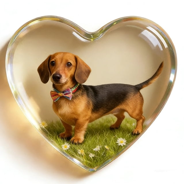 Adorno de escritorio de acrílico en forma de corazón transparente, ideal como regalo para peluqueros caninos o salones de belleza