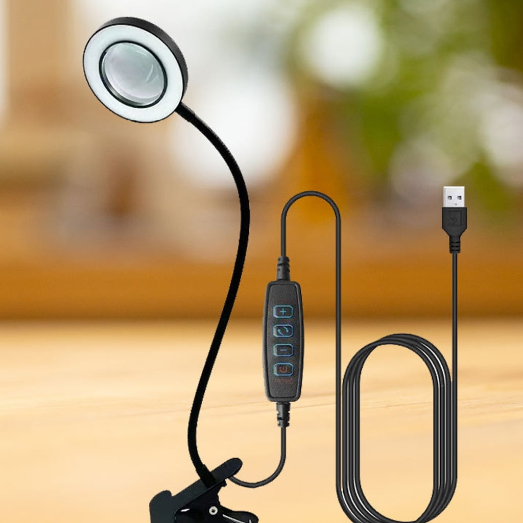 LED Desk Magnifiers 360 Adjustable Neck Strong Clamps for Reading Crafts Use