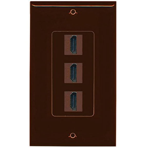 RiteAV - 3 Port HDMI Decorative Wall Plate - Brown