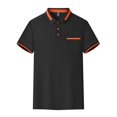 thumbnail image 6 of hoksml Men Golf Polos Shirt Solid-Color Collared Polos Shirt Button Pocket Colour Blocking Short Sleeve Top Casual Loose Turndown Collar Blouse Shirt Elastic Cuffs, 6 of 6