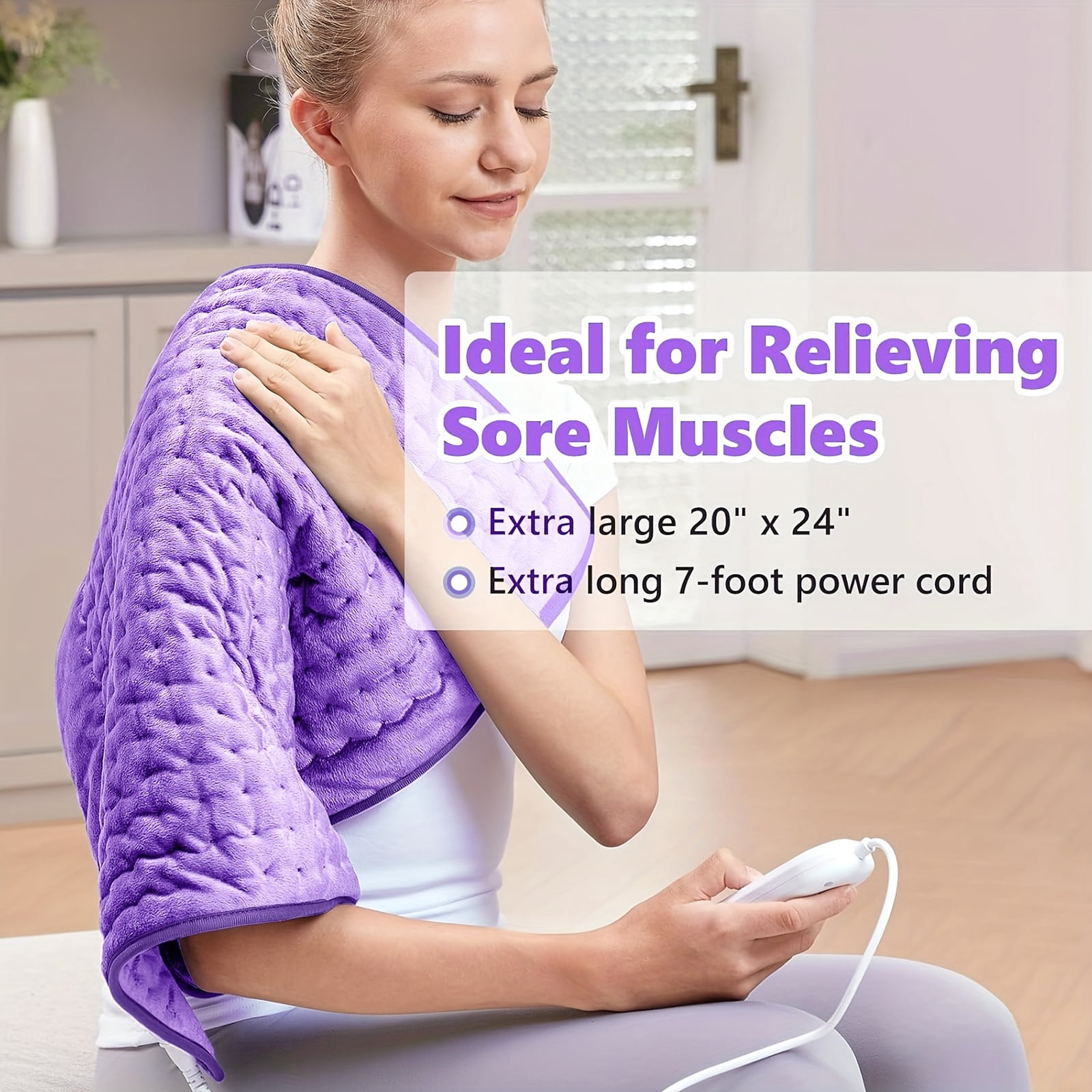 Heating Pad,Electric Heating Pads for Back,Neck,Abdomen,Moist Heating Pad for Shoulder,Knee,Arms,Legs,Dry/Moist Heat & Auto Shut Off,Birthday Gifts for Men and Women, 24x20 Inch